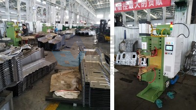 青島焊本為煙臺某汽車制造公司安裝調試中頻點焊機