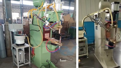 青島焊本為客戶現(xiàn)場調(diào)試點焊機和螺母輸送機